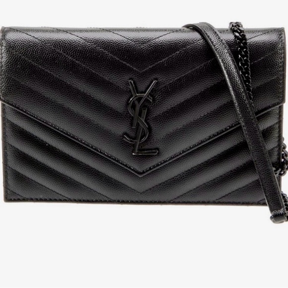 Saint Laurent Black Chevron Crossbody Bag - Picture 1 of 5